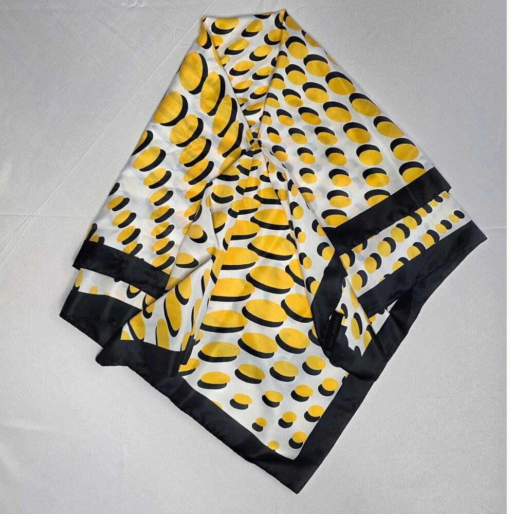 Steve Madden square scarf yellow and black abstract dot pattern